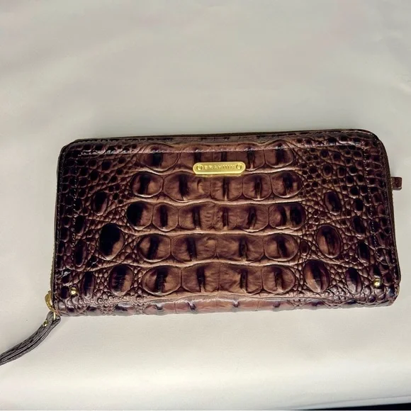 Rare Brahmin Louise Rose Satchel and Wallet Set Snake Croc Embossed Leather - Picture 15 of 15